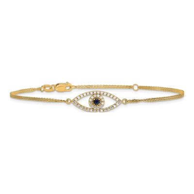 14K Yellow Gold 1/6 ct tw Sapphire & Diamond Evil Eye Bracelet – view 4