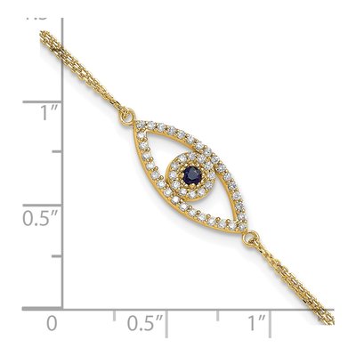 14K Yellow Gold 1/6 ct tw Sapphire & Diamond Evil Eye Bracelet – view 5