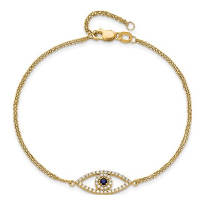 14K Yellow Gold 1/6 ct tw Sapphire & Diamond Evil Eye Bracelet – view 6