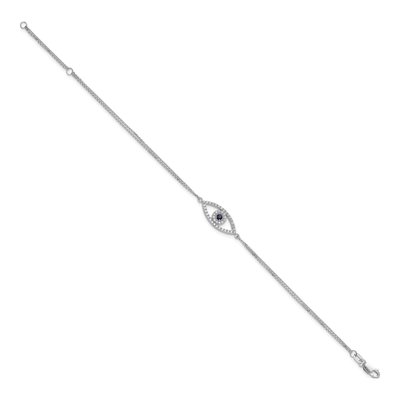 14K White Gold 1/6 ct tw Sapphire & Diamond Evil Eye Bracelet – view 2