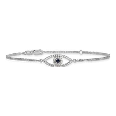 14K White Gold 1/6 ct tw Sapphire & Diamond Evil Eye Bracelet – view 3