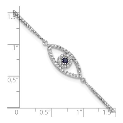 14K White Gold 1/6 ct tw Sapphire & Diamond Evil Eye Bracelet – view 4
