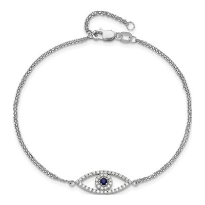 14K White Gold 1/6 ct tw Sapphire & Diamond Evil Eye Bracelet – view 5