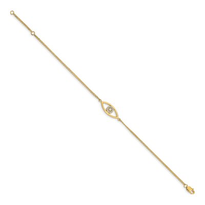 14K Yellow Gold 1/7 ct tw Diamond Evil Eye Bracelet – view 2
