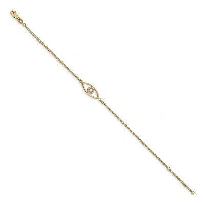 14K Yellow Gold 1/7 ct tw Diamond Evil Eye Bracelet – view 3