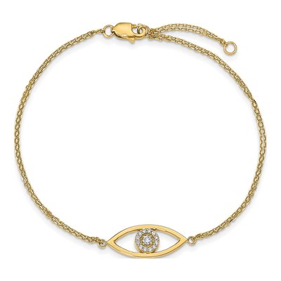 14K Yellow Gold 1/7 ct tw Diamond Evil Eye Bracelet – view 4