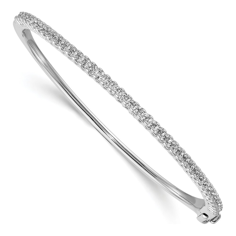 14K White Gold 2.0 ct tw Diamond Hinged Bangle Bracelet Mounting