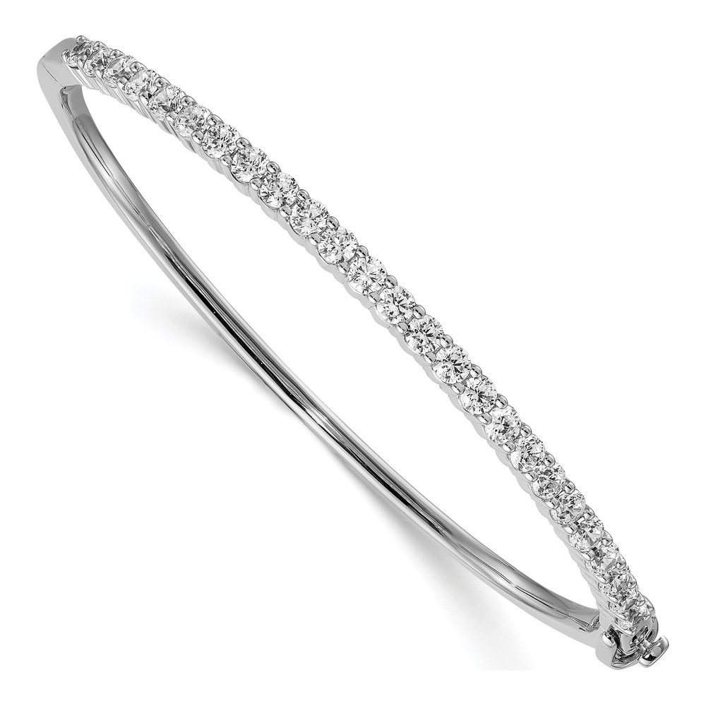 14K White Gold Rhodium-Plated 7 Inch Vs 0.093ct Diamond Hinged Bangle