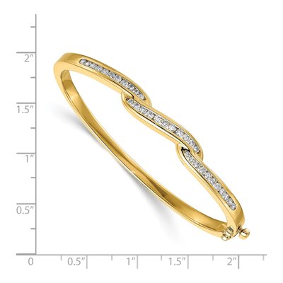 14K Yellow Gold 1 ct tw Diamond Hinged Bangle Bracelet – view 2
