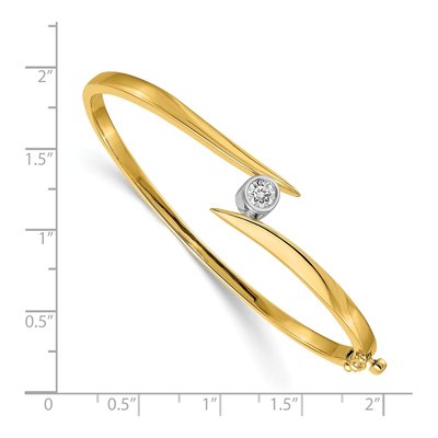 14K Two-Tone Gold 3/8 ct tw Diamond Oval Bangle Bracelet – view 2