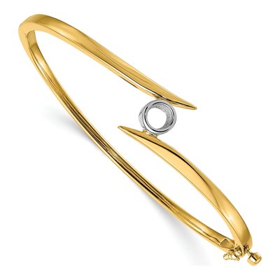 14K Two-Tone Gold Hinged Bangle Bracelet Mounting