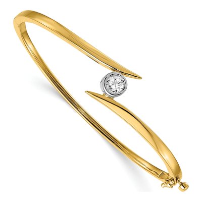 14K Two-Tone Gold 1/2 ct tw Lab-Grown Diamond Bangle Bracelet