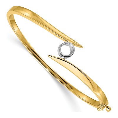 14K Two-Tone Gold Oval Bangle Bracelet Mounting – view 3