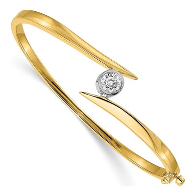 14K Two-Tone Gold Oval Bangle Bracelet Mounting