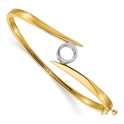 14K Two-Tone Gold Hinged Bangle Bracelet Mounting – view 3