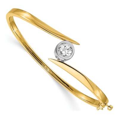 14K Two-Tone Gold Hinged Bangle Bracelet Mounting
