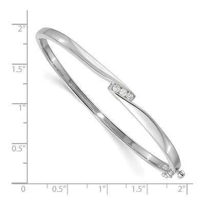 14K White Gold 1/8 ct tw Diamond 3-Stone Bangle Bracelet – view 2