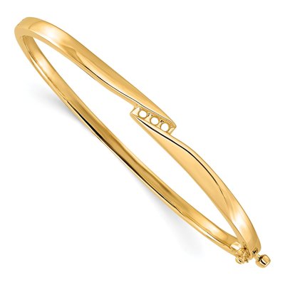 14K Yellow Gold 1/8 ct tw Diamond Hinged Bangle Bracelet Mounting
