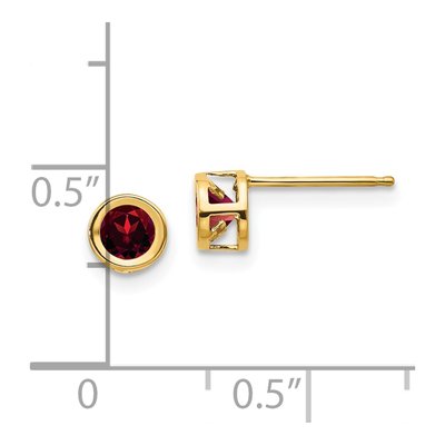 14K Yellow Gold 4mm Round Garnet Bezel Stud Earrings – view 4