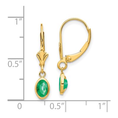14K Yellow Gold Emerald Leverback Earrings – view 5