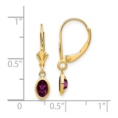 14K Yellow Gold Rhodolite Garnet Leverback Earrings – view 4
