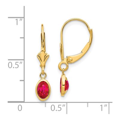 14K Yellow Gold Ruby Leverback Earrings – view 4