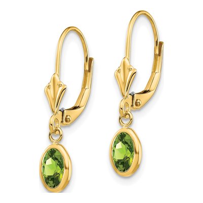 14K Yellow Gold Peridot Leverback Earrings – view 2