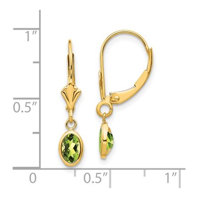 14K Yellow Gold Peridot Leverback Earrings – view 4