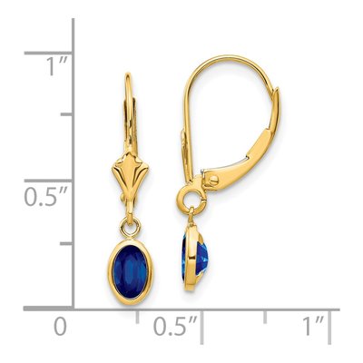 14K Yellow Gold Sapphire Leverback Earrings – view 4