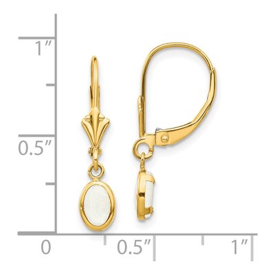 14K Yellow Gold Opal Oval Leverback Earrings – view 5