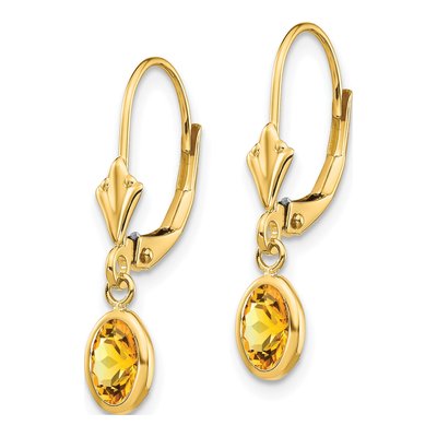 14K Yellow Gold Citrine Leverback Earrings – view 3