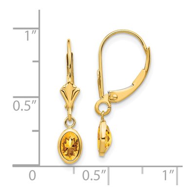 14K Yellow Gold Citrine Leverback Earrings – view 5
