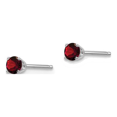 14K White Gold Genuine Garnet Stud Earrings – view 4