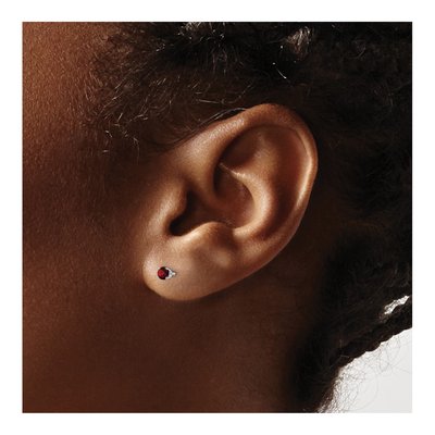14K White Gold Genuine Garnet Stud Earrings – view 5