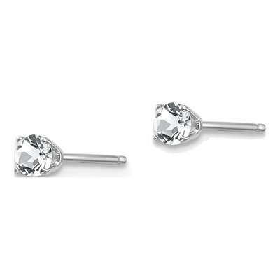 14K White Gold 3mm Round White Topaz Stud Earrings – view 4