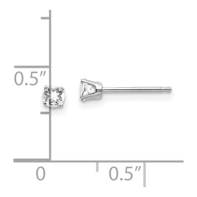 14K White Gold 3mm Round White Topaz Stud Earrings – view 6