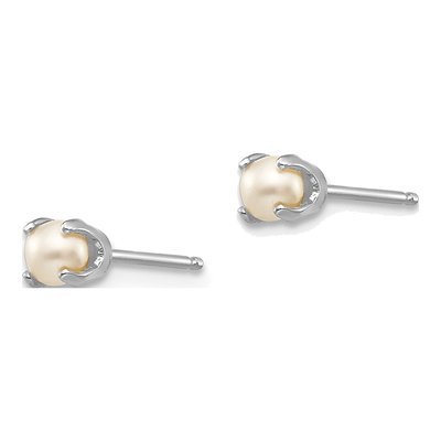 14K White Gold 3mm Near Round Freshwater Cultured Pearl Stud Earrings – view 4