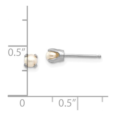 14K White Gold 3mm Near Round Freshwater Cultured Pearl Stud Earrings – view 6