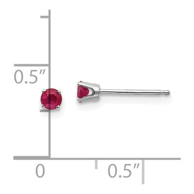 14K White Gold 3mm Round Ruby July Birthstone Stud Earrings – view 6