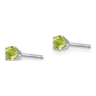 14K White Gold 3mm Round Peridot Stud Earrings – view 4