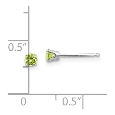 14K White Gold 3mm Round Peridot Stud Earrings – view 6