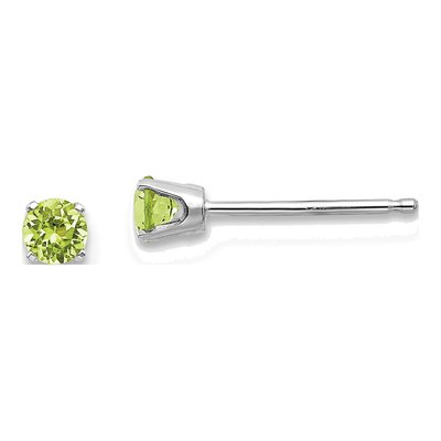 14K White Gold 3mm Round Peridot Stud Earrings