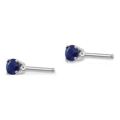 14K White Gold 3mm Round Sapphire Stud Earrings – view 4