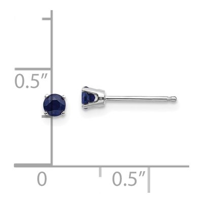 14K White Gold 3mm Round Sapphire Stud Earrings – view 6