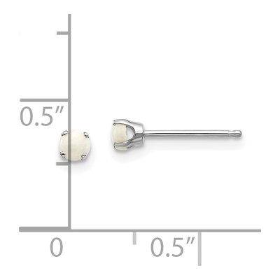 14K White Gold 3mm Round Opal October Stud Earrings – view 6