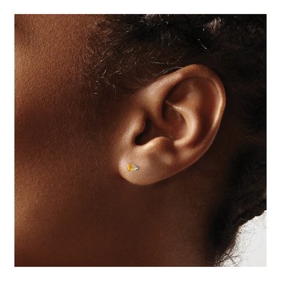 14K White Gold 3mm Round Citrine Stud Earrings – view 5