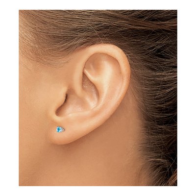 14K White Gold 3mm Round Swiss Blue Topaz Stud Earrings – view 5