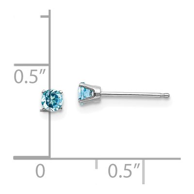14K White Gold 3mm Round Swiss Blue Topaz Stud Earrings – view 6