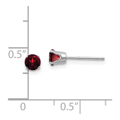 14K White Gold 4mm Round Garnet Stud Earrings – view 5