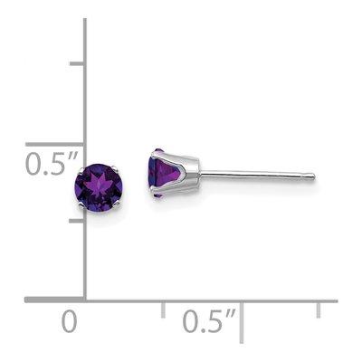 14K White Gold 4mm Round Amethyst Stud Earrings – view 4